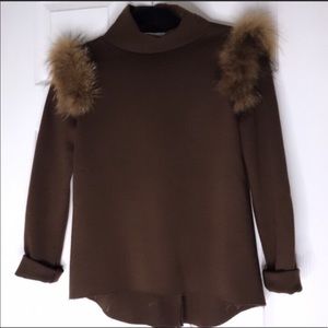 RARE TISH COX Circa 2013 Raw Hem Fuzzy Turtleneck Runway Fashion